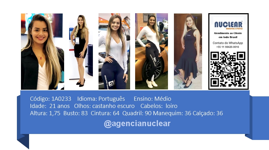 Serviços e casting para Feiras, Eventos, Publicidade, Moda e Ações de marketing. Atendimento em nível Brasil. whatsapp +55 (11) 98420-9016  #feiras #modelos #agenciadeeventos #promotoras #casting #recepcionistasdeeventos #stands #recepcionistadeeventos #promotorasdeeventos #ativacoes #produtoradeeventos #montadoradestands #buffet #agencianuclear #marketingdigital #networkmarketing  #digitalmarketing #socialmediamarketing #marketingonline #onlinemarketing #marketingagency  #marketingstrategy #socialmarketing #influencermarketing #themarketingplanet #inboundmarketing #marketingsocial #marketinginmobiliario #socialmediamarketingtips #instagrammarketing #marketingplan #b2bmarketing 