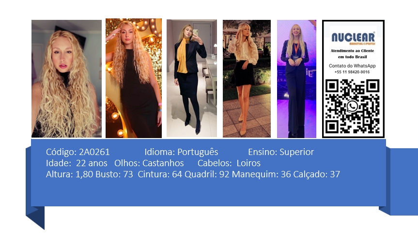 Serviços e casting para Feiras, Eventos, Publicidade, Moda e Ações de marketing. Atendimento em nível Brasil. whatsapp +55 (11) 98420-9016  #feiras #modelos #agenciadeeventos #promotoras #casting #recepcionistasdeeventos #stands #recepcionistadeeventos #promotorasdeeventos #ativacoes #produtoradeeventos #montadoradestands #buffet #agencianuclear #marketingdigital #networkmarketing  #digitalmarketing #socialmediamarketing #marketingonline #onlinemarketing #marketingagency  #marketingstrategy #socialmarketing #influencermarketing #themarketingplanet #inboundmarketing #marketingsocial #marketinginmobiliario #socialmediamarketingtips #instagrammarketing #marketingplan #b2bmarketing 