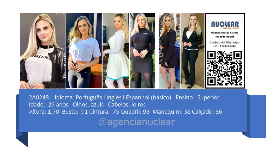 Serviços e casting para Feiras, Eventos, Publicidade, Moda e Ações de marketing. Atendimento em nível Brasil. whatsapp +55 (11) 98420-9016  #feiras #modelos #agenciadeeventos #promotoras #casting #recepcionistasdeeventos #stands #recepcionistadeeventos #promotorasdeeventos #ativacoes #produtoradeeventos #montadoradestands #buffet #agencianuclear #marketingdigital #networkmarketing  #digitalmarketing #socialmediamarketing #marketingonline #onlinemarketing #marketingagency  #marketingstrategy #socialmarketing #influencermarketing #themarketingplanet #inboundmarketing #marketingsocial #marketinginmobiliario #socialmediamarketingtips #instagrammarketing #marketingplan #b2bmarketing 